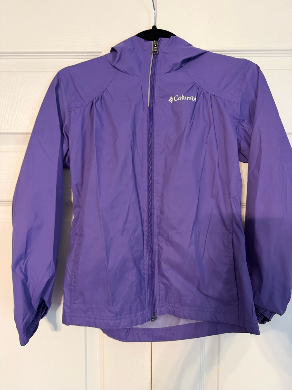 Columbia Girls' Hooded Purple Raincoat